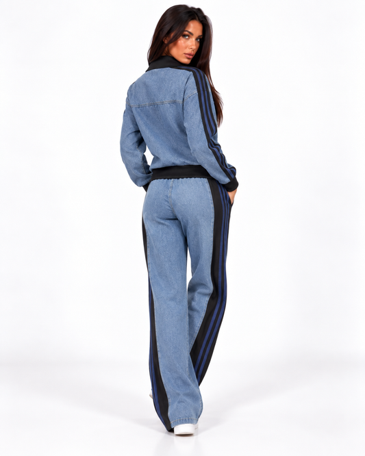 Compleu Sport din Denim – Jachetă și Pantaloni