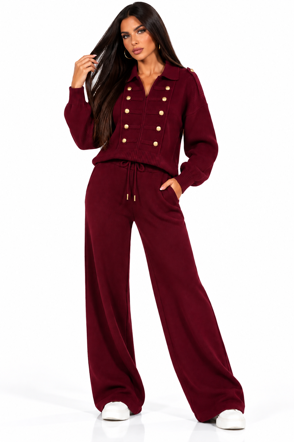 Compleu Damă din Tricot cu Nasturi Aurii – Luxury Collection