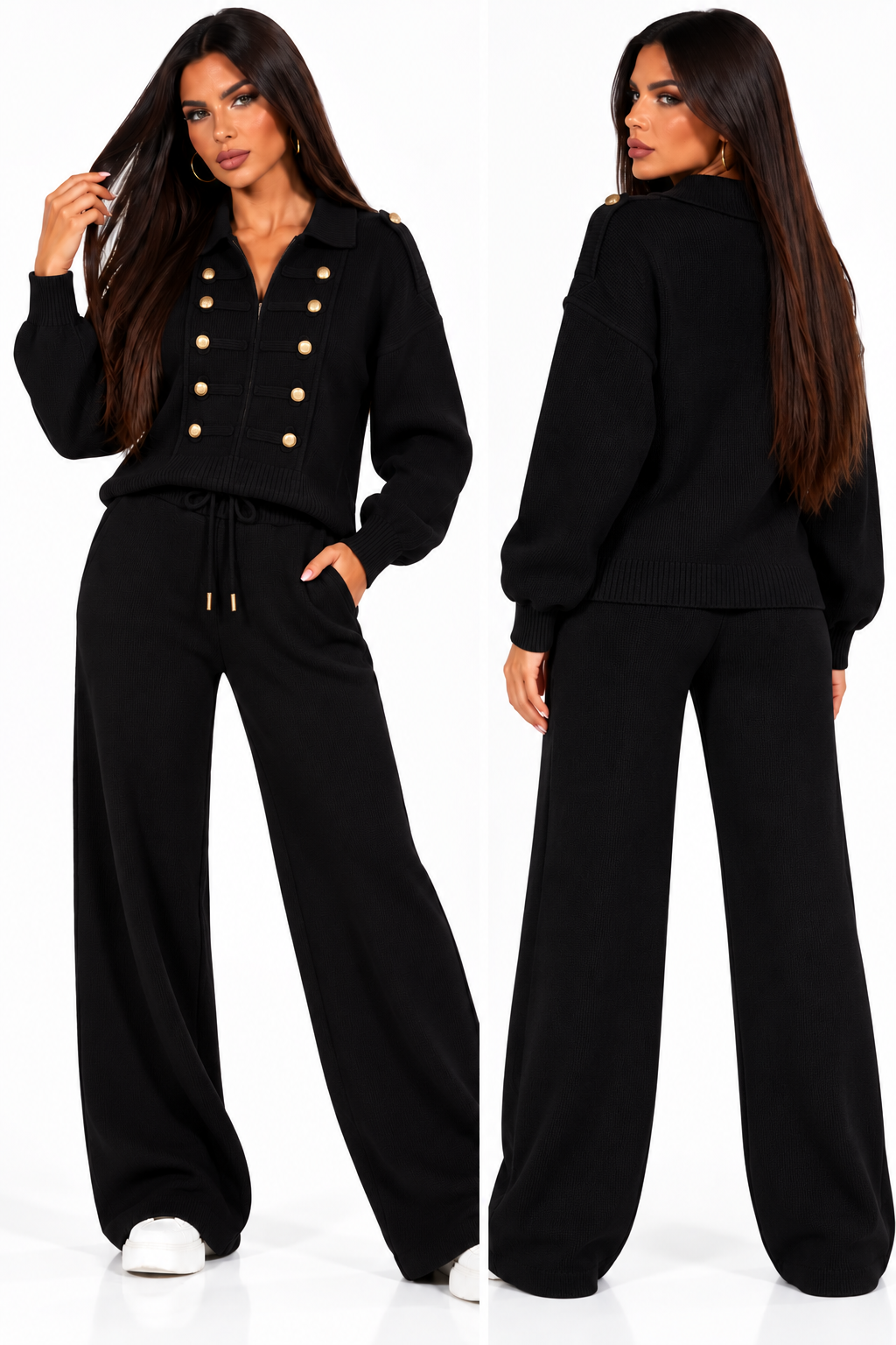 Compleu Damă din Tricot cu Nasturi Aurii – Luxury Collection