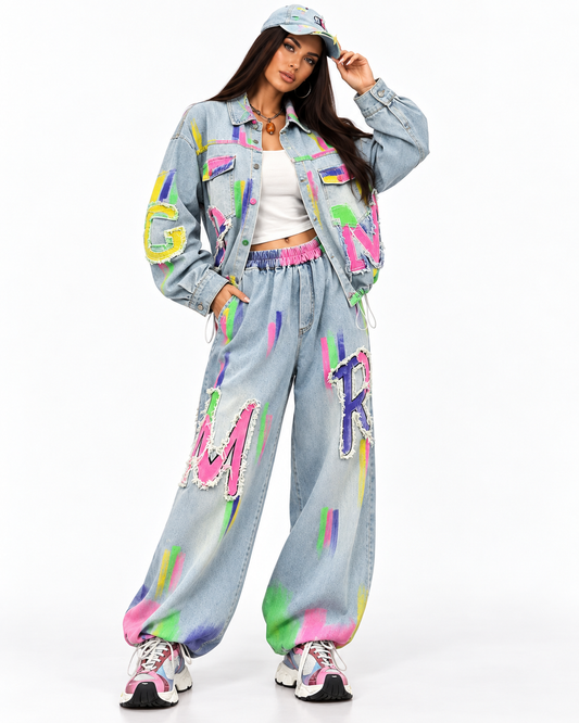 Set Denim Color Splash – Jachetă & Pantaloni