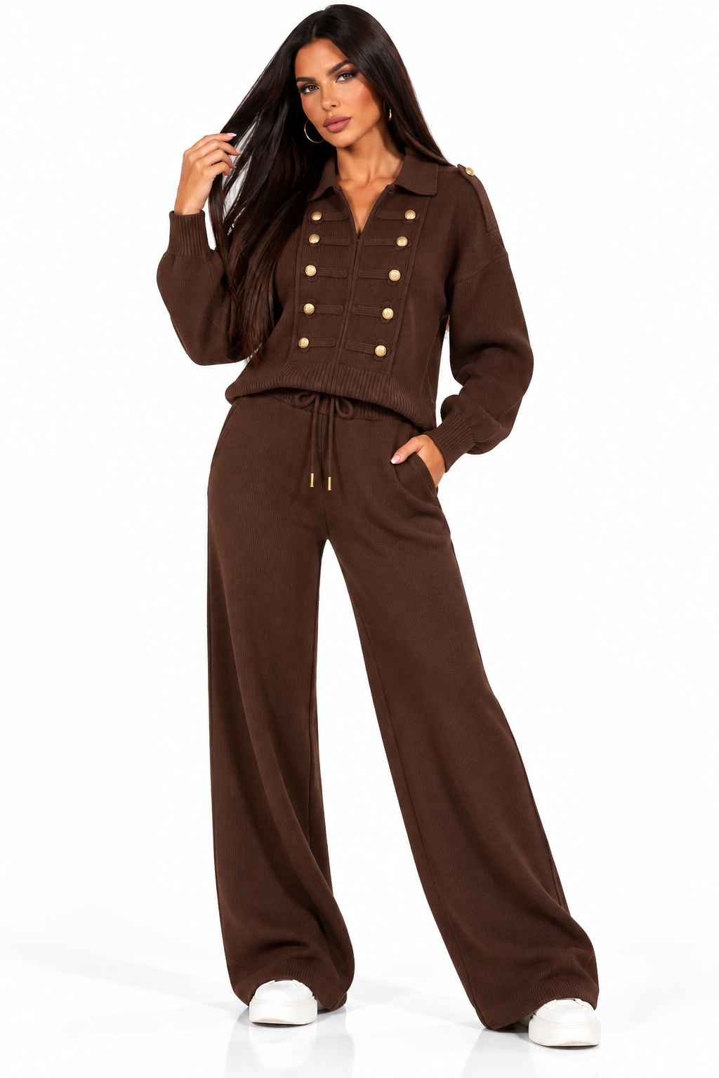 Compleu Damă din Tricot cu Nasturi Aurii – Luxury Collection
