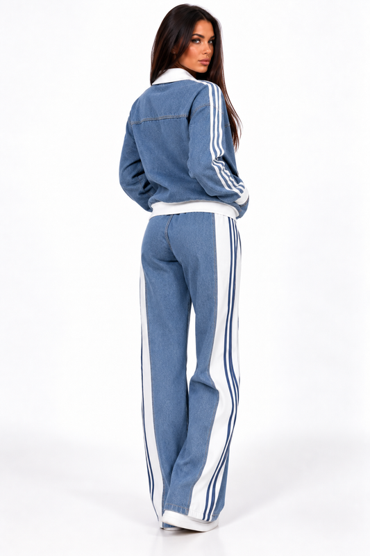 Compleu Sport din Denim – Jachetă și Pantaloni