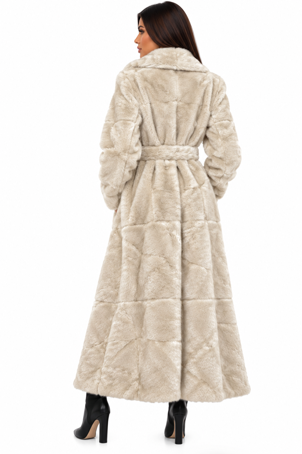 Blană Lungă Luxury cu Cordon – Eleganță și Rafinament
