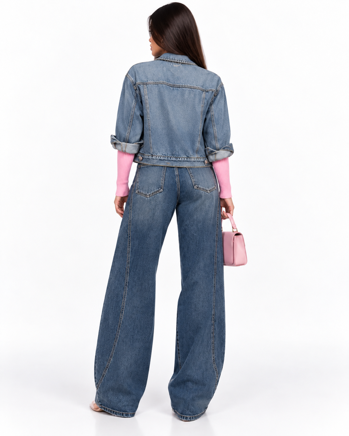 Geacă damă din denim cu aplicații florale