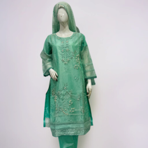 MF002 Khaddi Organza Handmade Dress